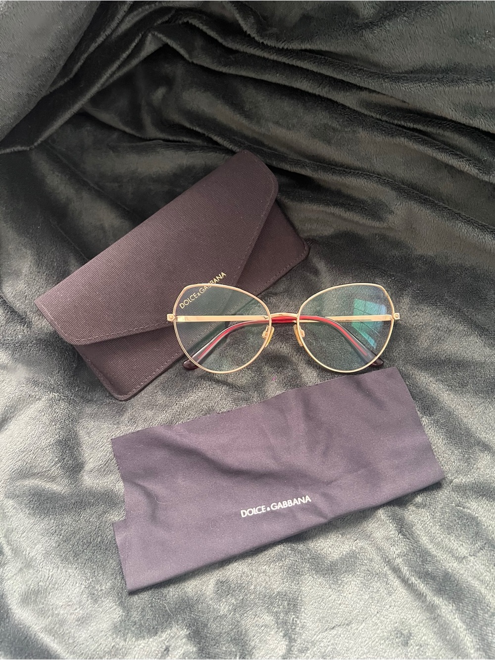 Dolce & Gabbana Gold Frame Glasses with Red Temples